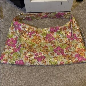 HOBO Floral Shoulder Bag with Pink and Yellow Accents